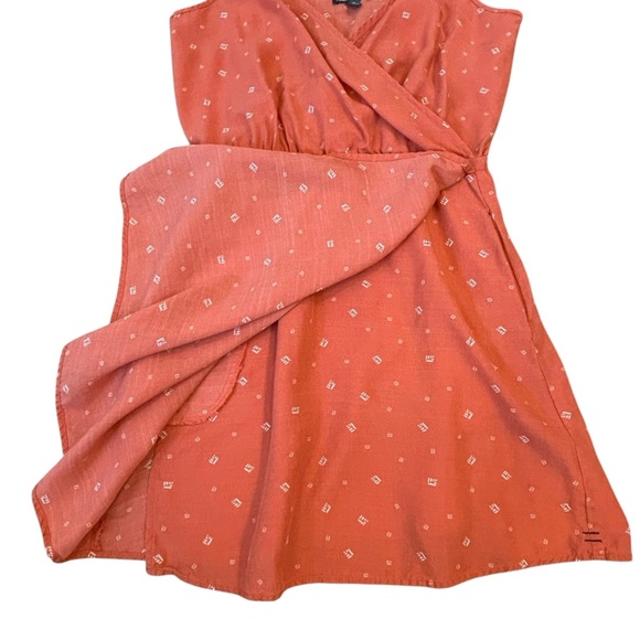 Toad&Co Women's Orange Coral Hillrose Sleeveless Tencel Faux Wrap Dress Small - Picture 7 of 12